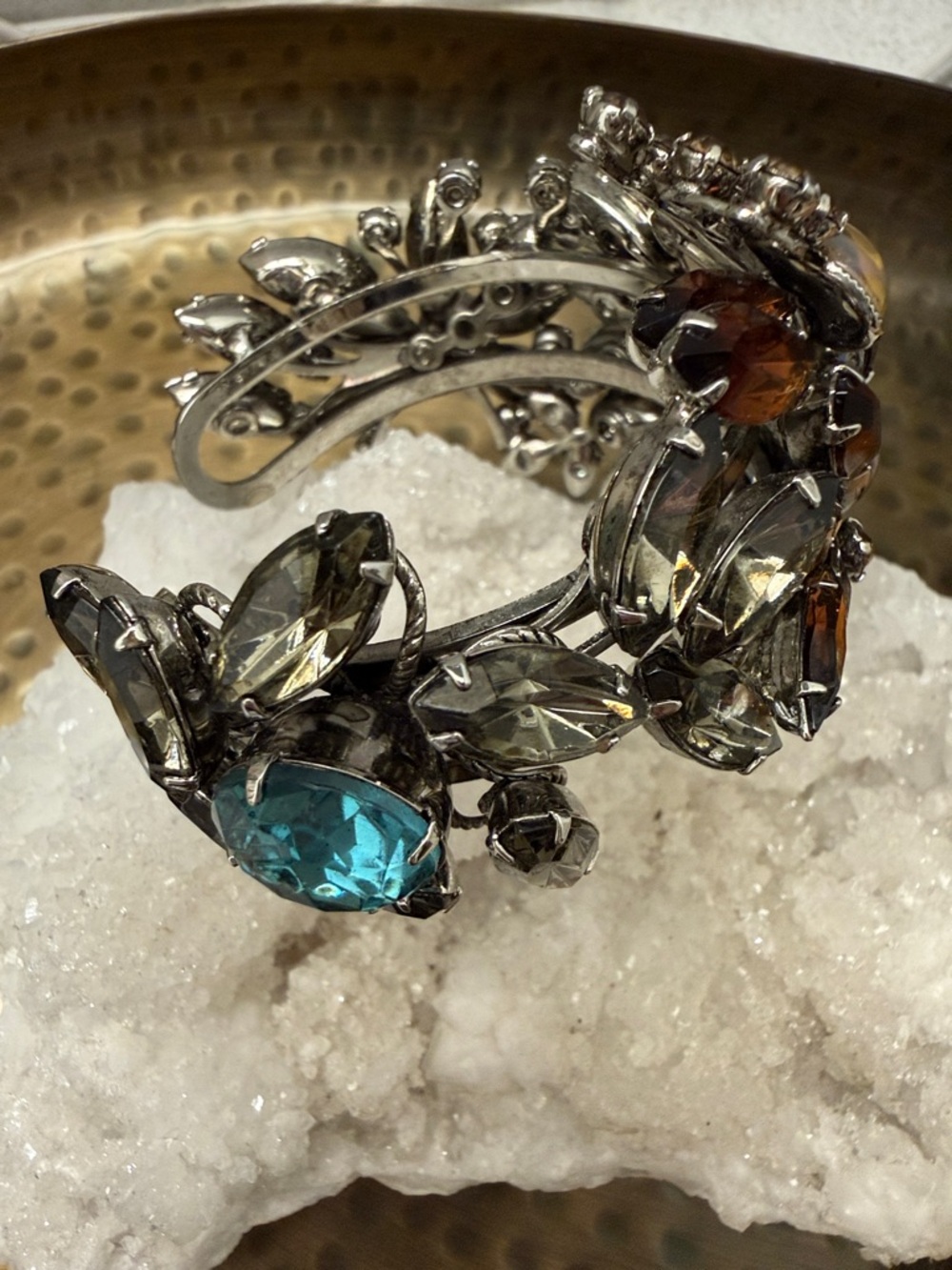 Tom Binns Handcrafted Multicolor Glass and Amber Swarovski Crystal Cuff - Picture 2 of 4